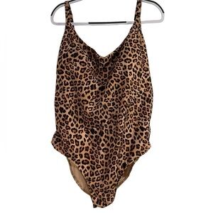 Summersalt Marina Swimsuit Brown Black Leopard Padded One Piece Sz 20